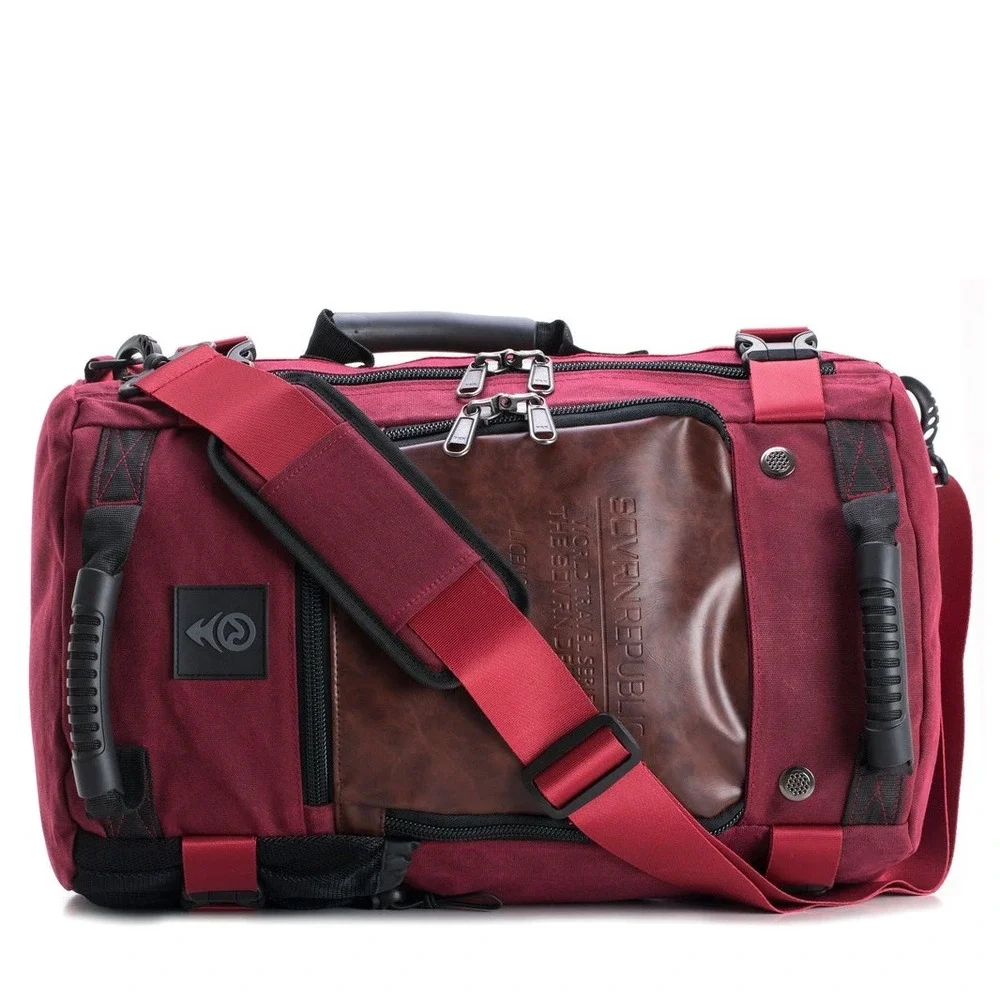 SOVRN REPUBLIC 30L Drifter 2.0‎ Convertible Duffle / Backpack, Burgundy